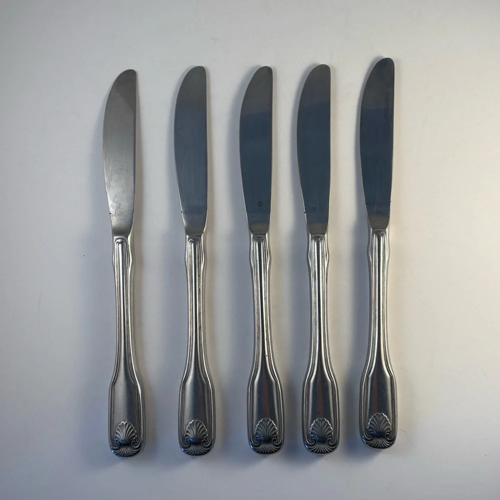 5 Piece Reed & Barton Rebacraft SANIBEL SHELL Stainless Steel Knives Replacement